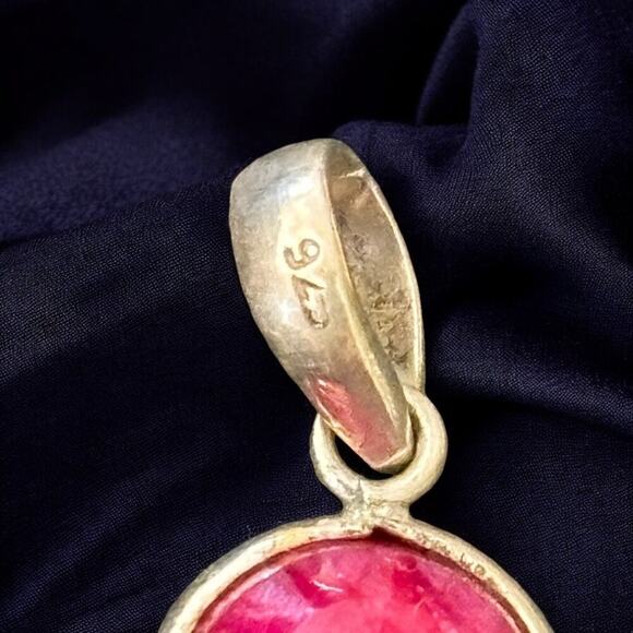 VTG Artisan Crafted Set  Sterling Silver Ruby Dangle Earrings & Pendant  925 - Picture 10 of 12
